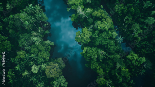 Aerial View of Dense Green Forest Canopy