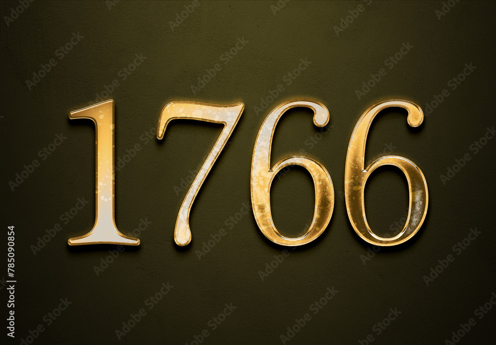 Old gold effect of 1766 number with 3D glossy style Mockup. Old gold effect of 1766 number with 3D glossy style Mockup.