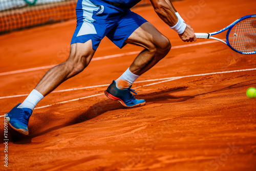 Motion blur of tennis player in action on clay court © henjon