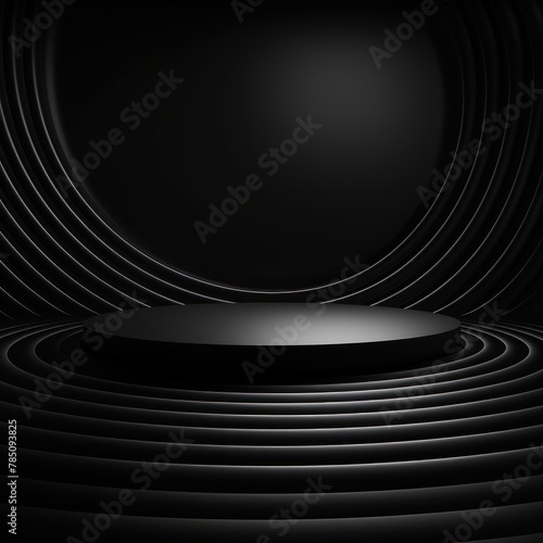 Black background, gradient black wall, abstract banner, studio room. Background for product display with copy space