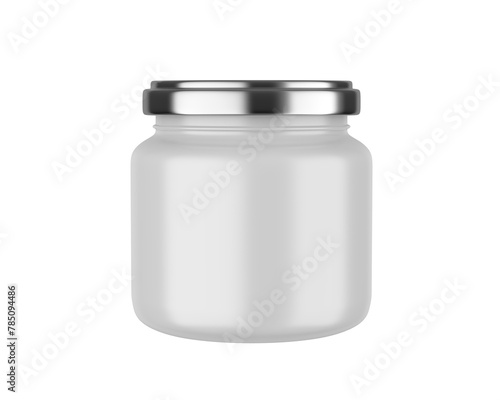 Jar with metal lid blank template 3d illustration.