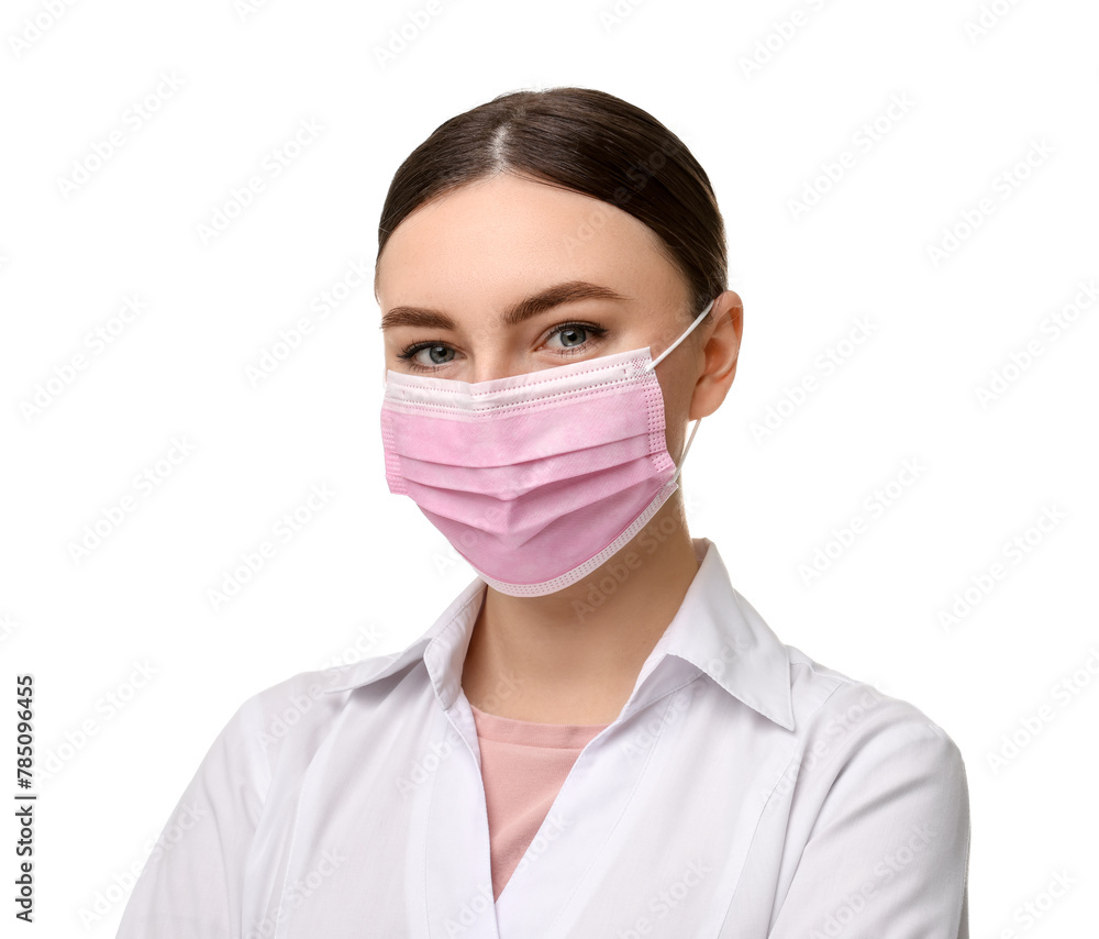 Cosmetologist in medical uniform on white background Cosmetologist in medical uniform on white background