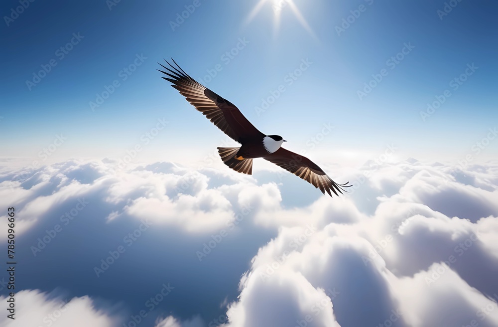 Fototapeta premium A bird soaring high above the clouds 