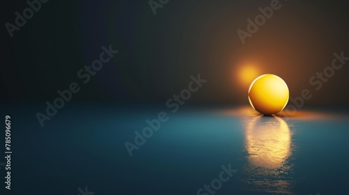 Single glowing sphere on dark blue background. Concentrated Light