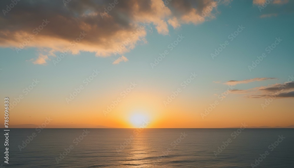 Sun setting behind ocean clouds in a scenic view, AI-generated.