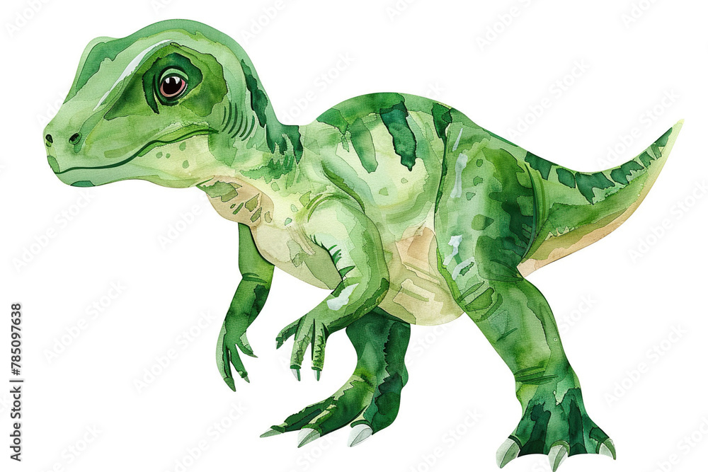 Fototapeta premium Generative ai on theme of big scary hungry dinosaur with kind eyes and sharp teeth destroying park