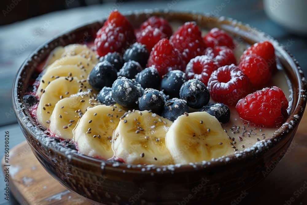 Healthy breakfast bowl greek yogurt with fruits in bowl Healthy breakfast bowl greek yogurt with fruits in bowl