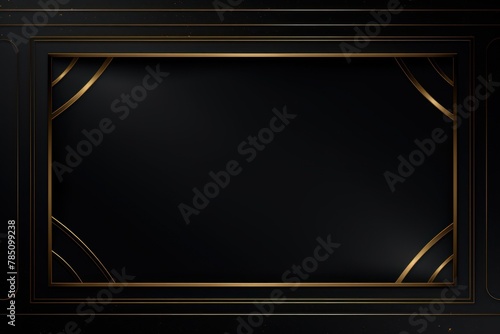 Black velvet background with golden frame, luxury and elegant template for design. Vector illustration of black texture fabric with gold square border