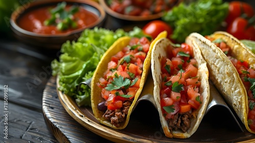 Mexican Feast  Tacos   Salsa Harmony. Concept Mexican Cuisine  Taco Recipes  Salsa Varieties  Spicy Flavors  Mexican Cooking Techniques