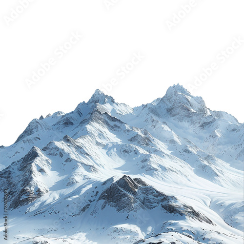 snowcapped mountain isolated on white background. 