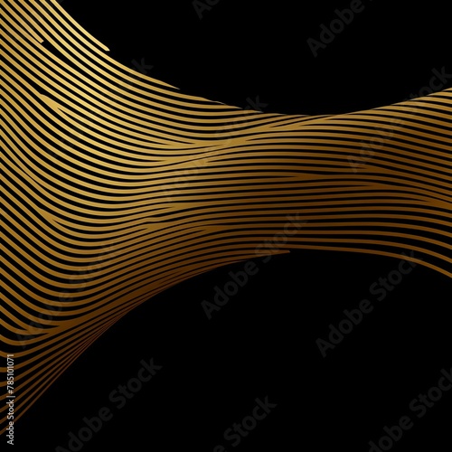 Gold vector background  thin lines  simple shapes  minimalistic style  lines in the shape of U with sharp corners  horizontal line pattern