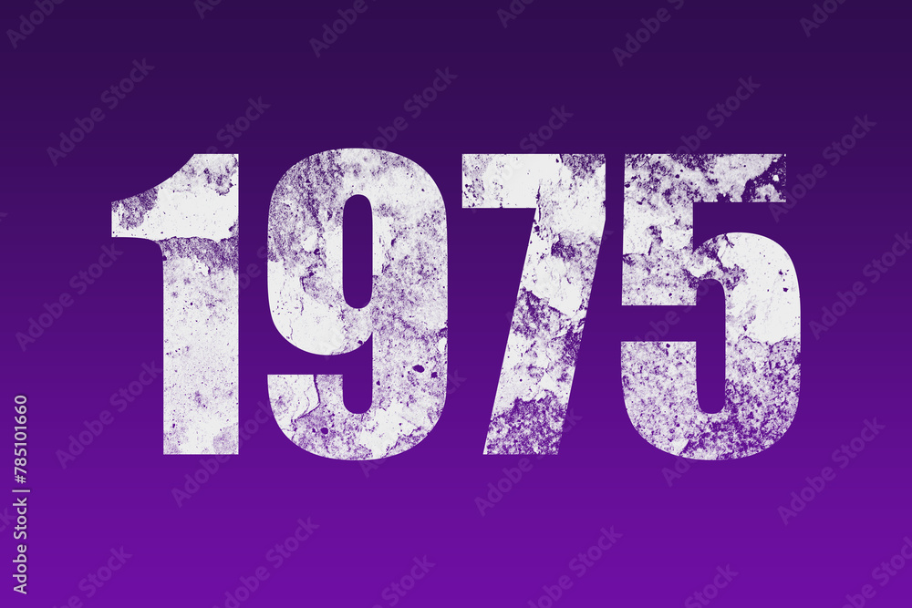 flat white grunge number of 1975 on purple background. flat white grunge number of 1975 on purple background.