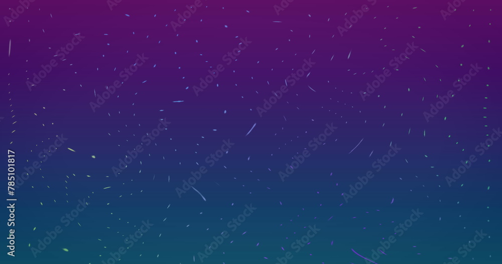 Fototapeta premium Image of light spots and trails on purple background