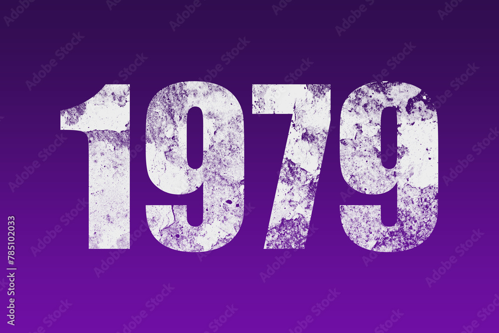 flat white grunge number of 1979 on purple background. flat white grunge number of 1979 on purple background.