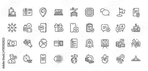 Chat bubble, Engineering team and Cloakroom line icons pack. AI, Question and Answer, Map pin icons. Clapping hands, Fingerprint, Payment methods web icon. Vector
