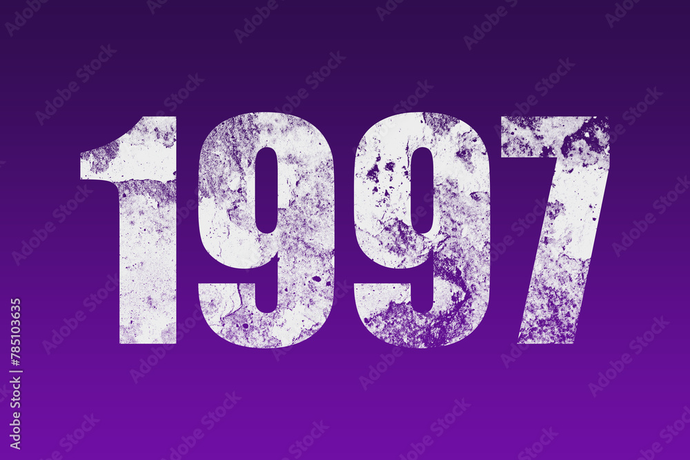 flat white grunge number of 1997 on purple background. flat white grunge number of 1997 on purple background.