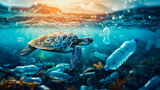 Trash dive: marine life in danger. 