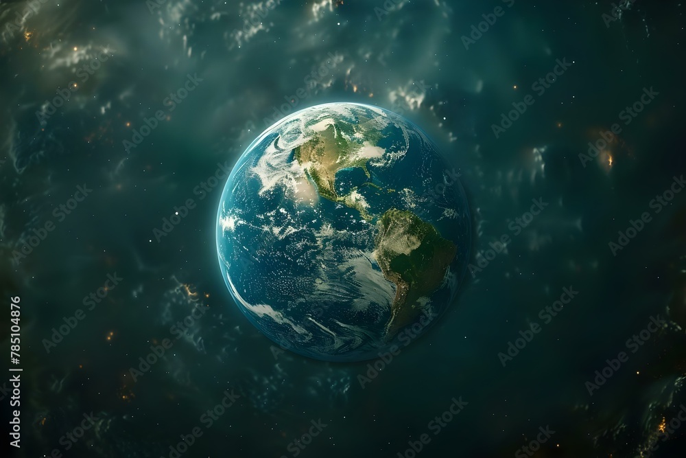 Earth Amidst Crisis: A Solemn Symphony of Survival. Concept Environmental Conservation, Natural Disasters, Climate Change, Biodiversity Loss, Sustainable Practices
