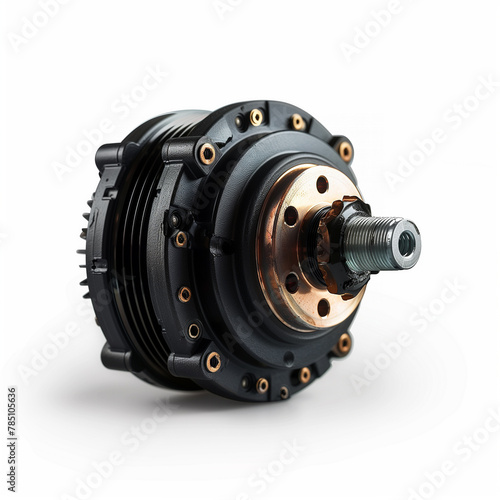 Black Aluminum Frame DC Motor on White Background