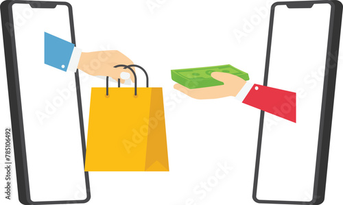 Online shopping, E-commerce. Customers order in online platform on smartphone.

