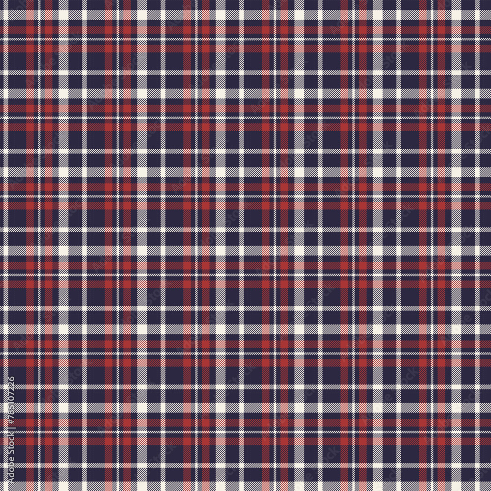 Seamless plaid patterns in dark blue red and beige for textile design. Tartan plaid pattern with square-shaped graphic background for a fabric print. Vector illustration. Seamless plaid patterns in dark blue red and beige for textile design. Tartan plaid pattern with square-shaped graphic background for a fabric print. Vector illustration.