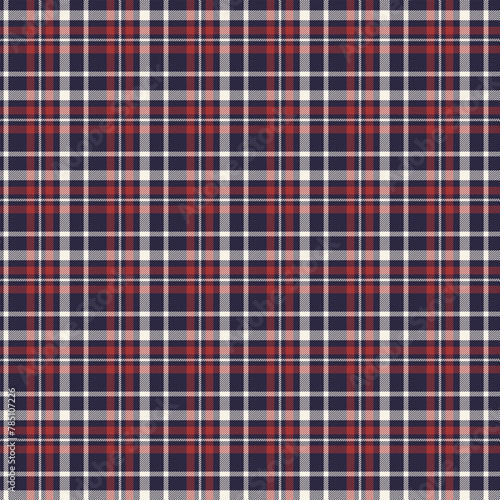 Seamless plaid patterns in dark blue red and beige for textile design. Tartan plaid pattern with square-shaped graphic background for a fabric print. Vector illustration.