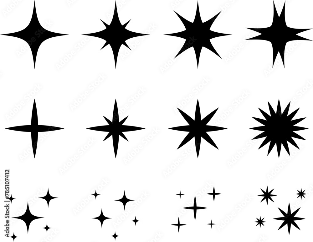 Fototapeta premium set of black glitter and glitter silhouettes