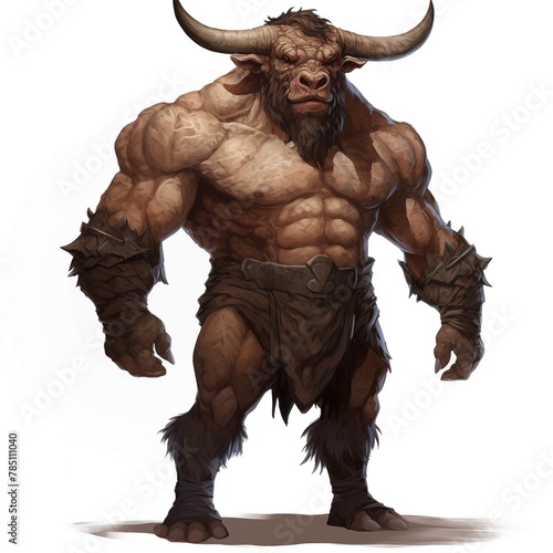 Illustration of a Minotaur on a White Background