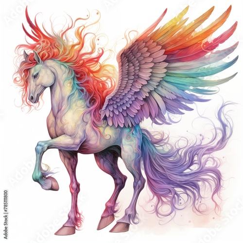 Illustration of Pegasus on a White Background