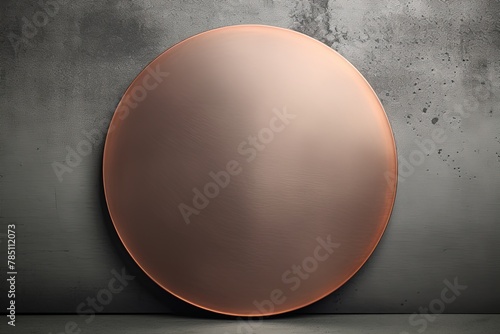 Gray large metal plate with rounded corners is mounted on the wall. It is a 3D rendering of a blank metallic signboard