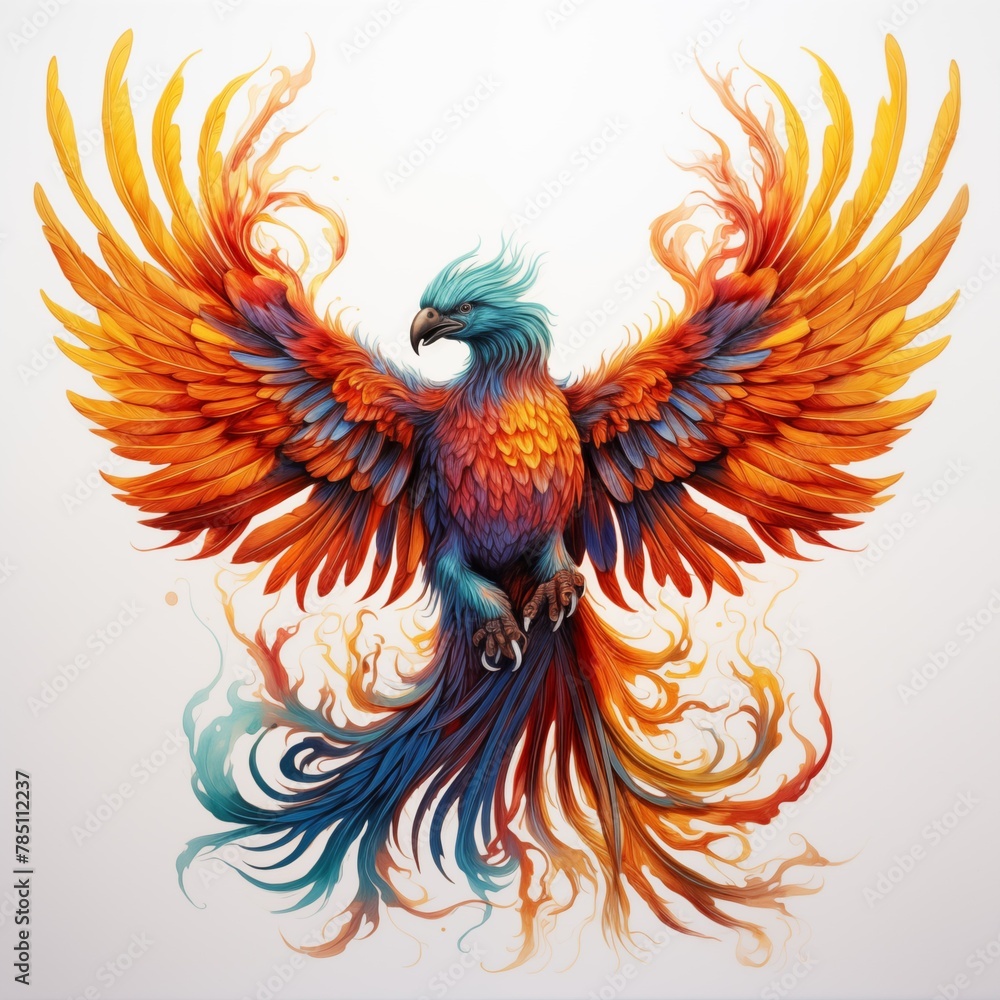 Illustration of a Phoenix on a White Background Illustration of a Phoenix on a White Background