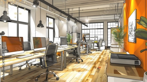 Green tech startup office with sustainable design and practices