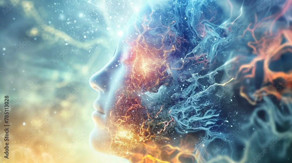 Digital Artwork Depicting Human Mental Awakening And Energy. Digital Artwork Depicting Human Mental Awakening And Energy.