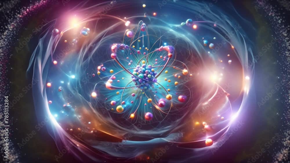 Mesmerizing time-lapse animation showcasing a hypothetical quantum flux with swirling subatomic particles Mesmerizing time-lapse animation showcasing a hypothetical quantum flux with swirling subatomic particles
