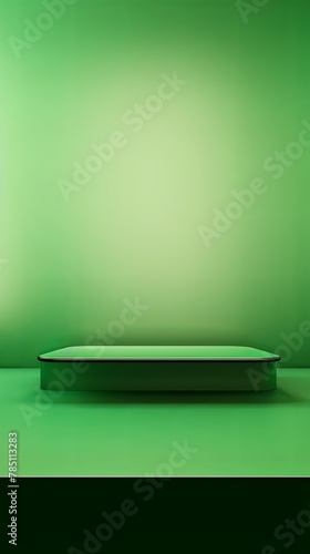 green abstract background vector, empty room interior with gradient corner in a color for product presentation platform studio showcase mock up