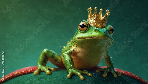 Wallpaper Mural An elegant digital image of a crowned frog perched regally on a plush red cushion exuding royalty Torontodigital.ca