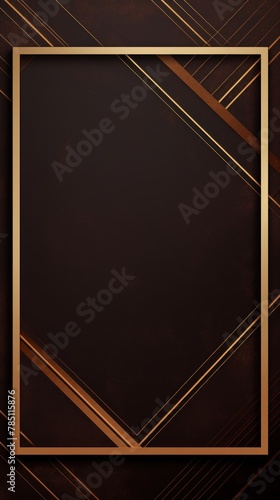 Brown velvet background with golden frame, luxury and elegant template for design. Vector illustration of brown texture fabric with gold square border