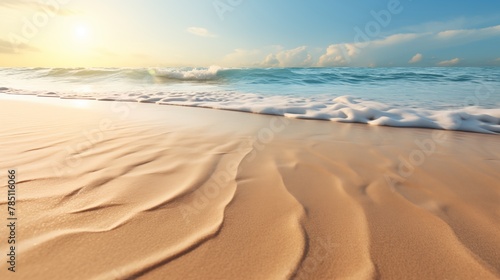 Sandy shorelines kissed by the warm tropical sun, inviting relaxation, bliss, and the soothing embrace of coastal tranquility and tropical warmth.
 photo