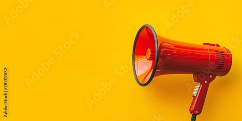 A red megaphone against a yellow background.