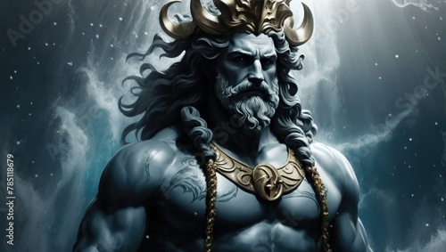 The sea king, Poseidon, god of the seas.