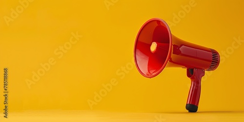A red megaphone on a yellow background.