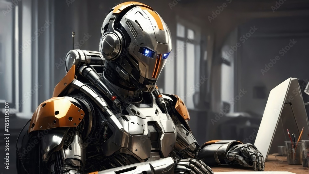 Naklejka premium A robot does the work for a human