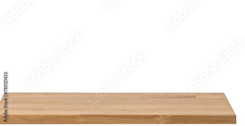 Natural oak wood table top over white background