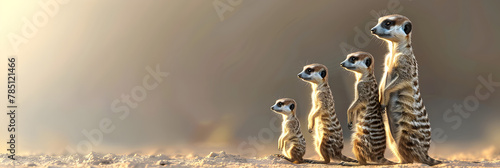 A group of four sloth are standing in the desert.
 photo