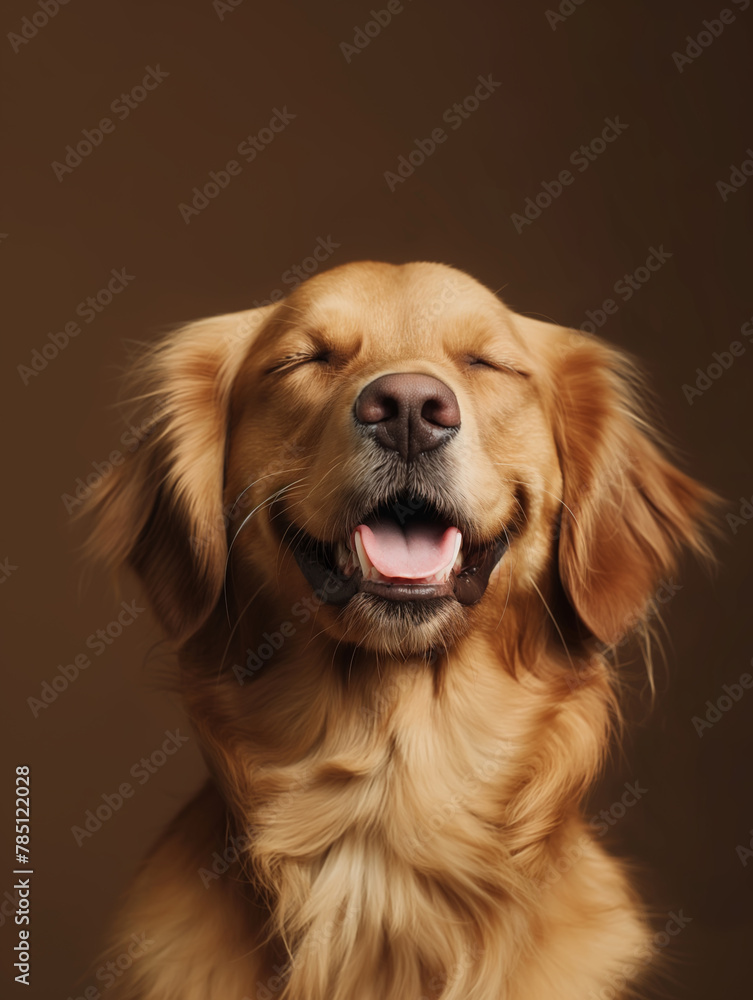 Close-up of a happy dog smiling