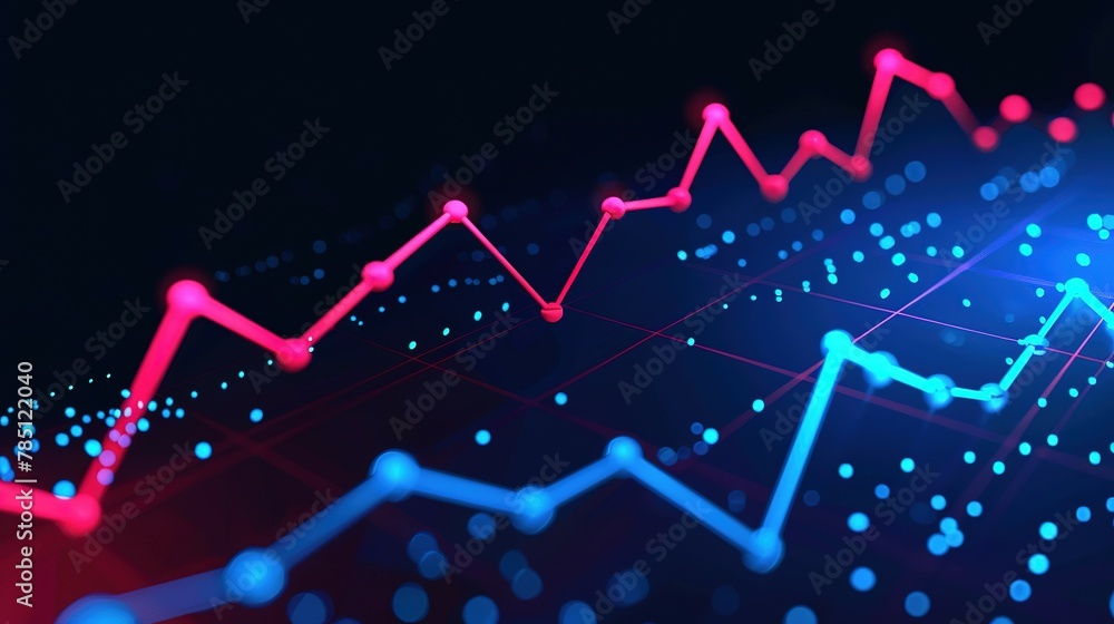 Obraz premium financial charts are showing in the abstract background, Representation of data analytics,charts, graphs and data driven insights emerging from a sea of information
