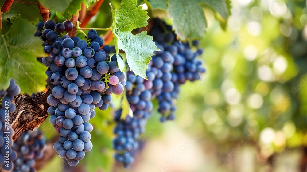 Ripe grape bunches signal autumn winemaking season 