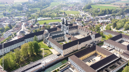 Kremsmünster, Upper Austria, Austria - 04.13.2024: monastery of Kremsmünster in Upper Austria, aerial photography photo