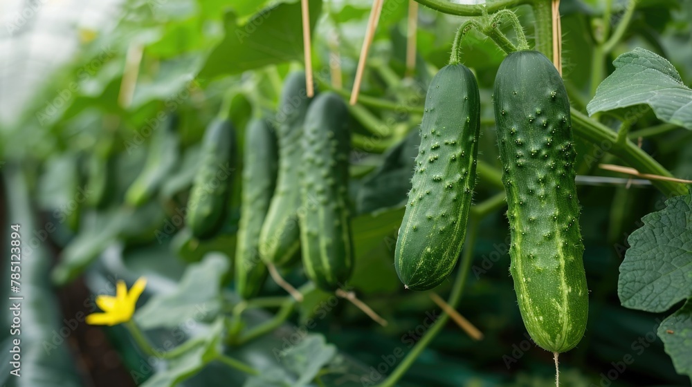 Crisp and Verdant Hydroponically Grown Cucumbers Showcase Precise Water and Nutrient Delivery for Optimal Cultivation Crisp and Verdant Hydroponically Grown Cucumbers Showcase Precise Water and Nutrient Delivery for Optimal Cultivation