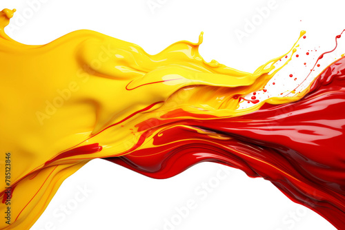 Vibrant Red and Yellow Liquid Dance. On White or PNG Transparent Background.